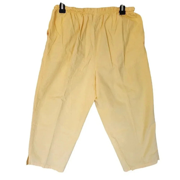 Bobbie Brooks Carpi Pant Yellow Elastic Waist Wide Leg Drawstring Size Large - Picture 3 of 11